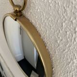 Vintage 1960 witch's eye mirror with green ribbon - 20 x 67 cm