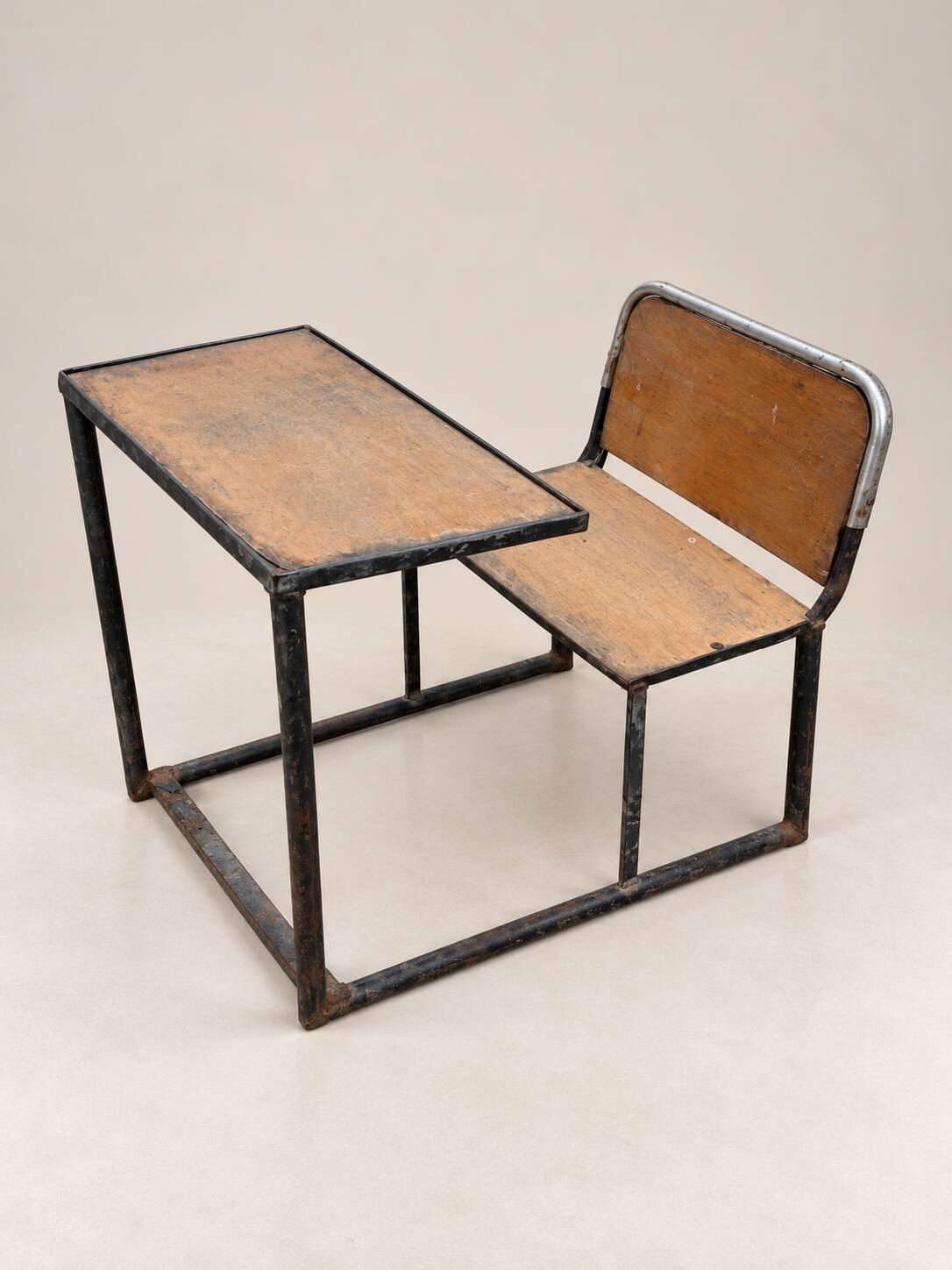 Vintage wooden and metal school desk