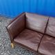 Danish two seater brown leather sofa  1970s