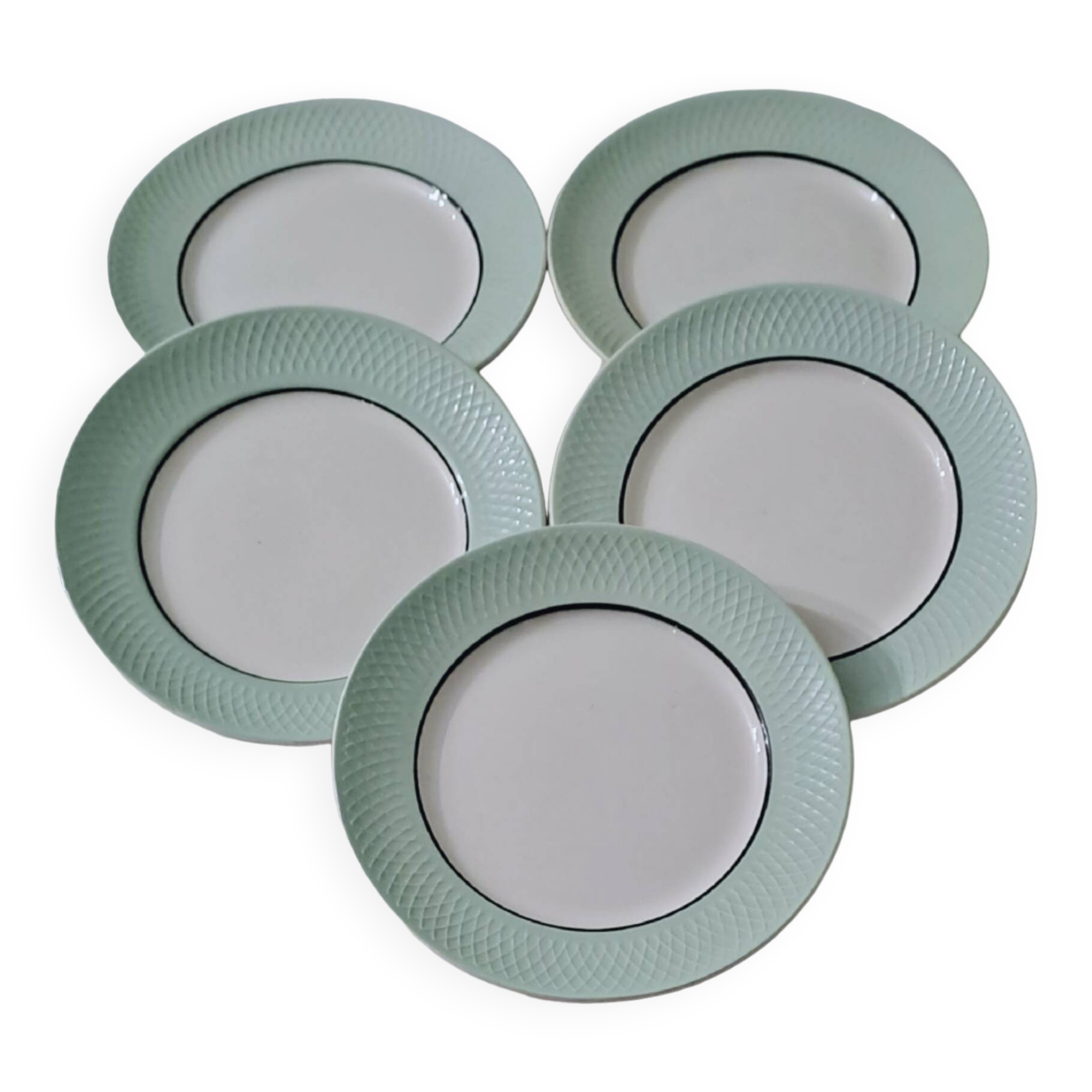 Set of 5 Moulin des loups flat plates.