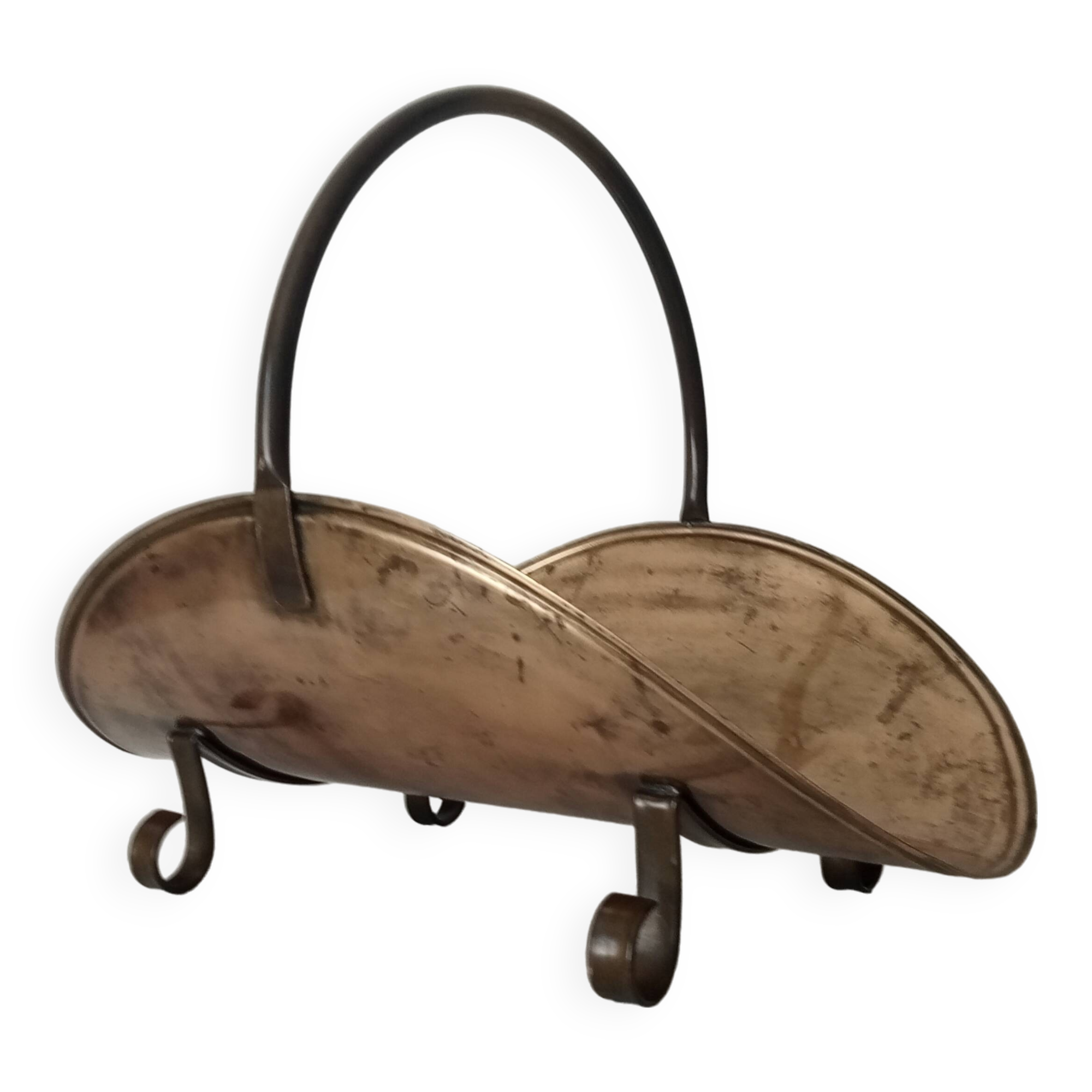 Old brass log holder