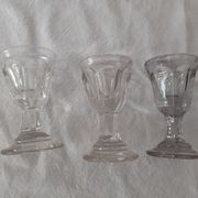 3 thick antique alcohol glasses bubbled deceptive bistro glass 19th