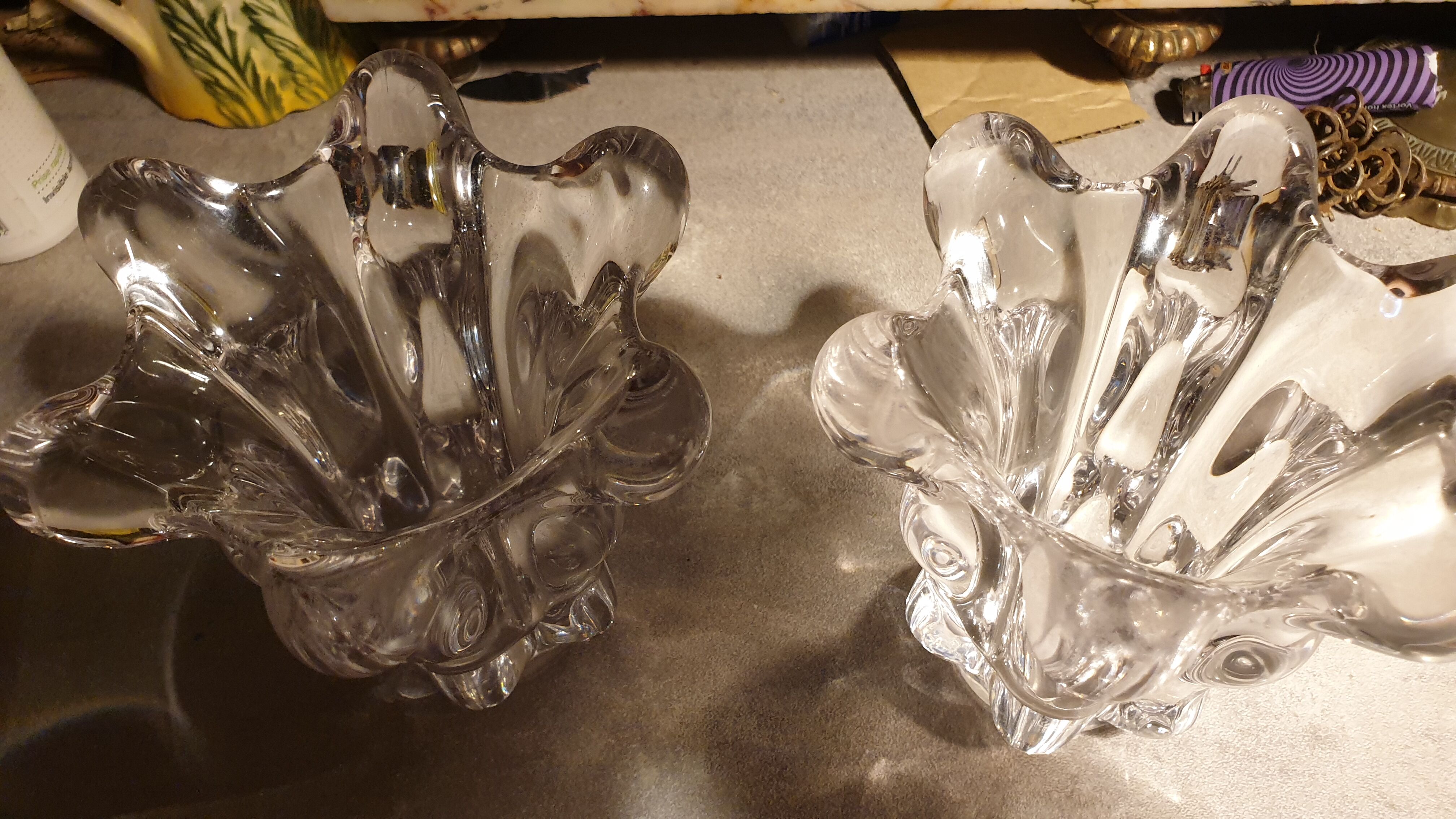 Pair of Vannes crystal vases