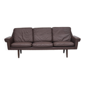 1970s, Danish 3-seater sofa, original brown leather.