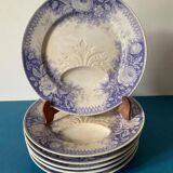 Set of 6 old earthenware asparagus plates (19th)