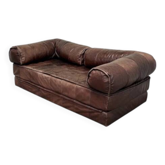 Canapé-lit en cuir vintage, années 1970