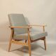 Fauteuil Vintage Gris Clair Design Scandinave Revêtement Laine