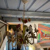 Flower painted metal chandelier