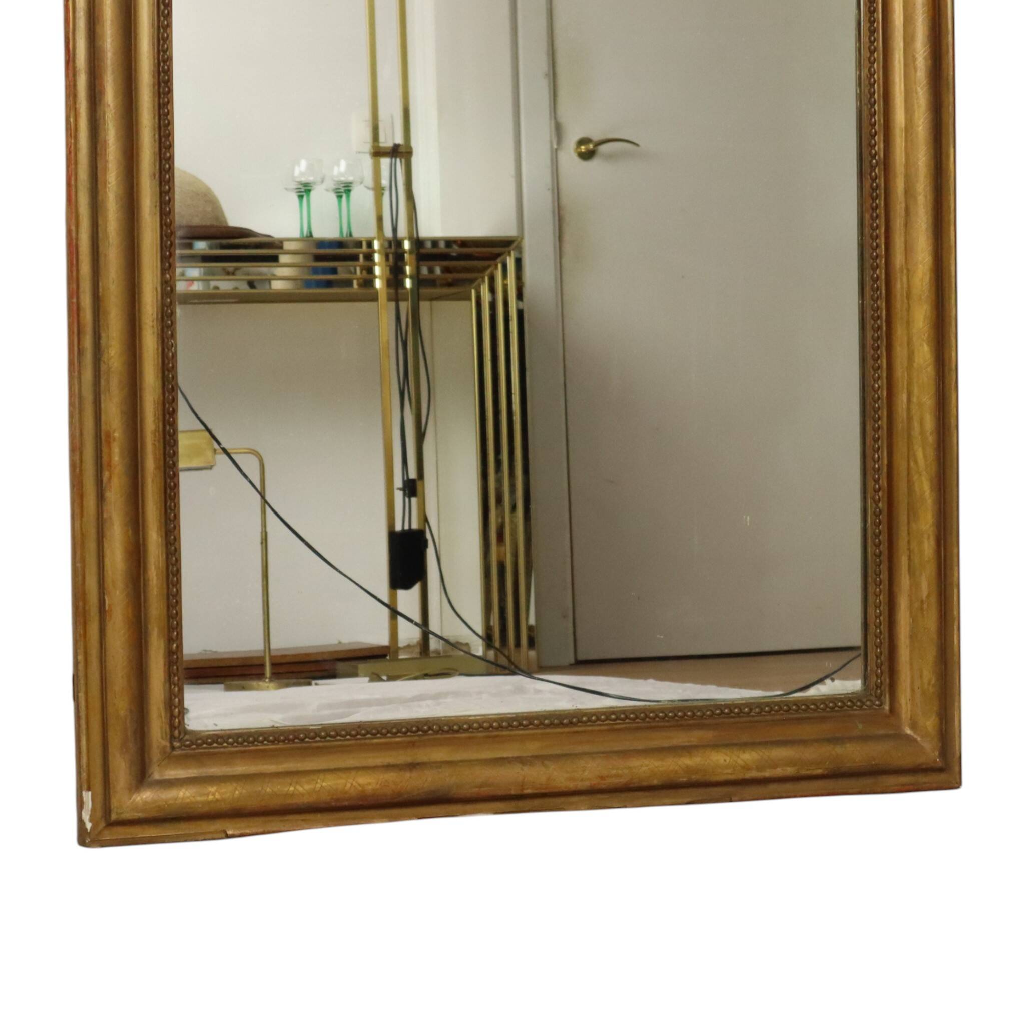 Miroir doré français Louis Philippe antique, fin du 19e siècle