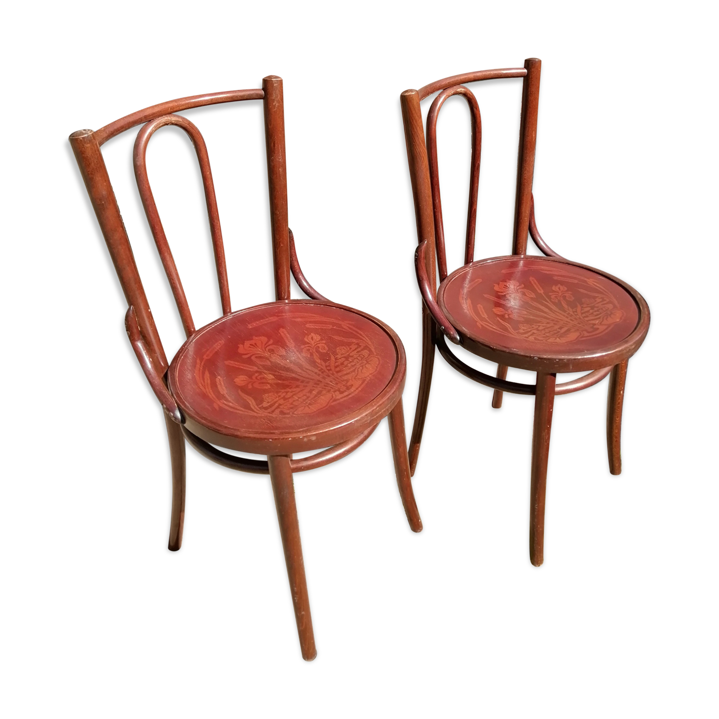 Paire de chaises bistrot en bois courbé