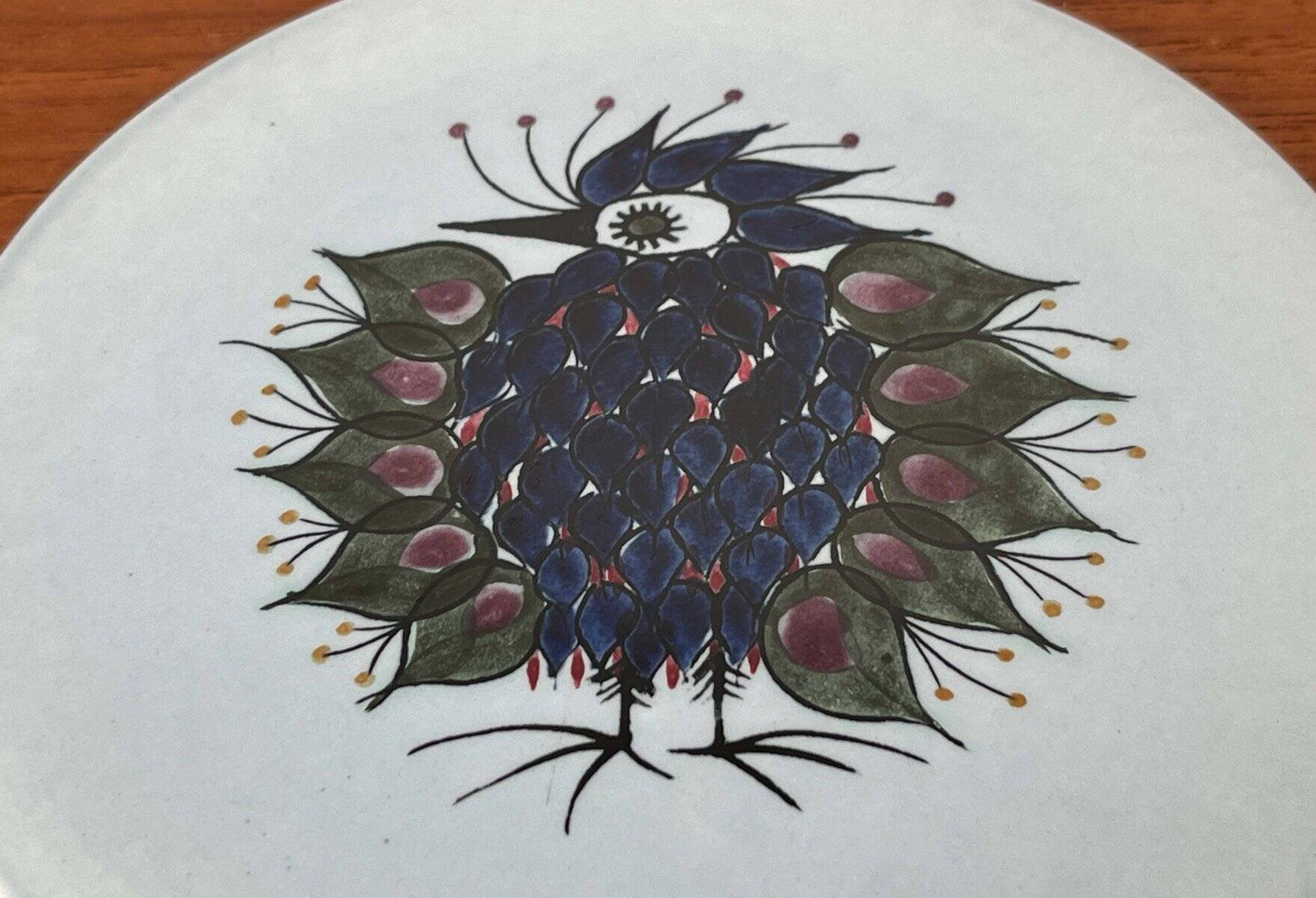 Mid-Century Modern Danish design plate Crazy Bird by Beth Breyen for Royal Copenhagen