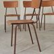 Set of 6 Czech school chairs in metal and wood, Kovona bistro style.