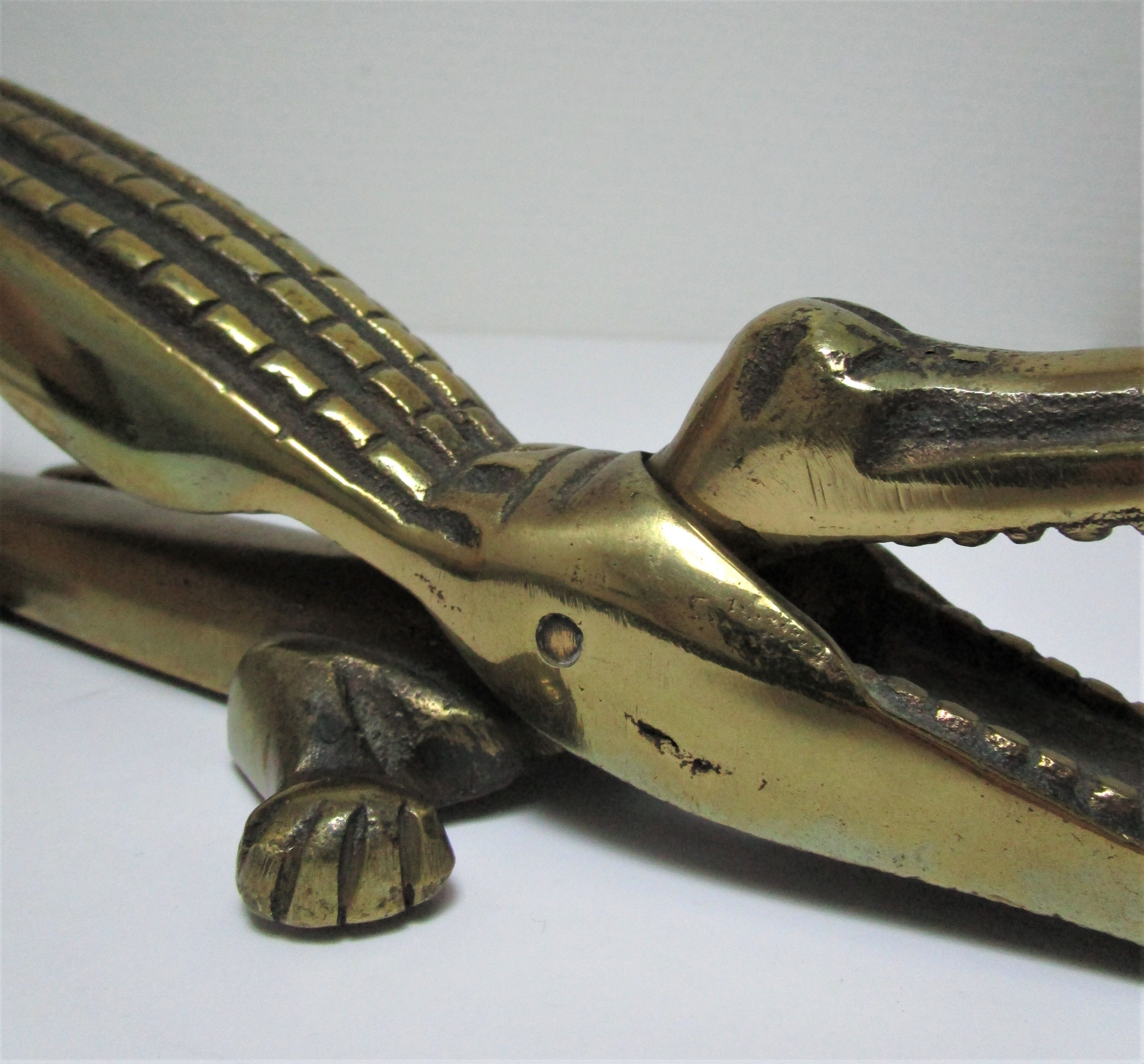 Nutcracker zoomorph alligator crocodile brass xl 35cm vintage