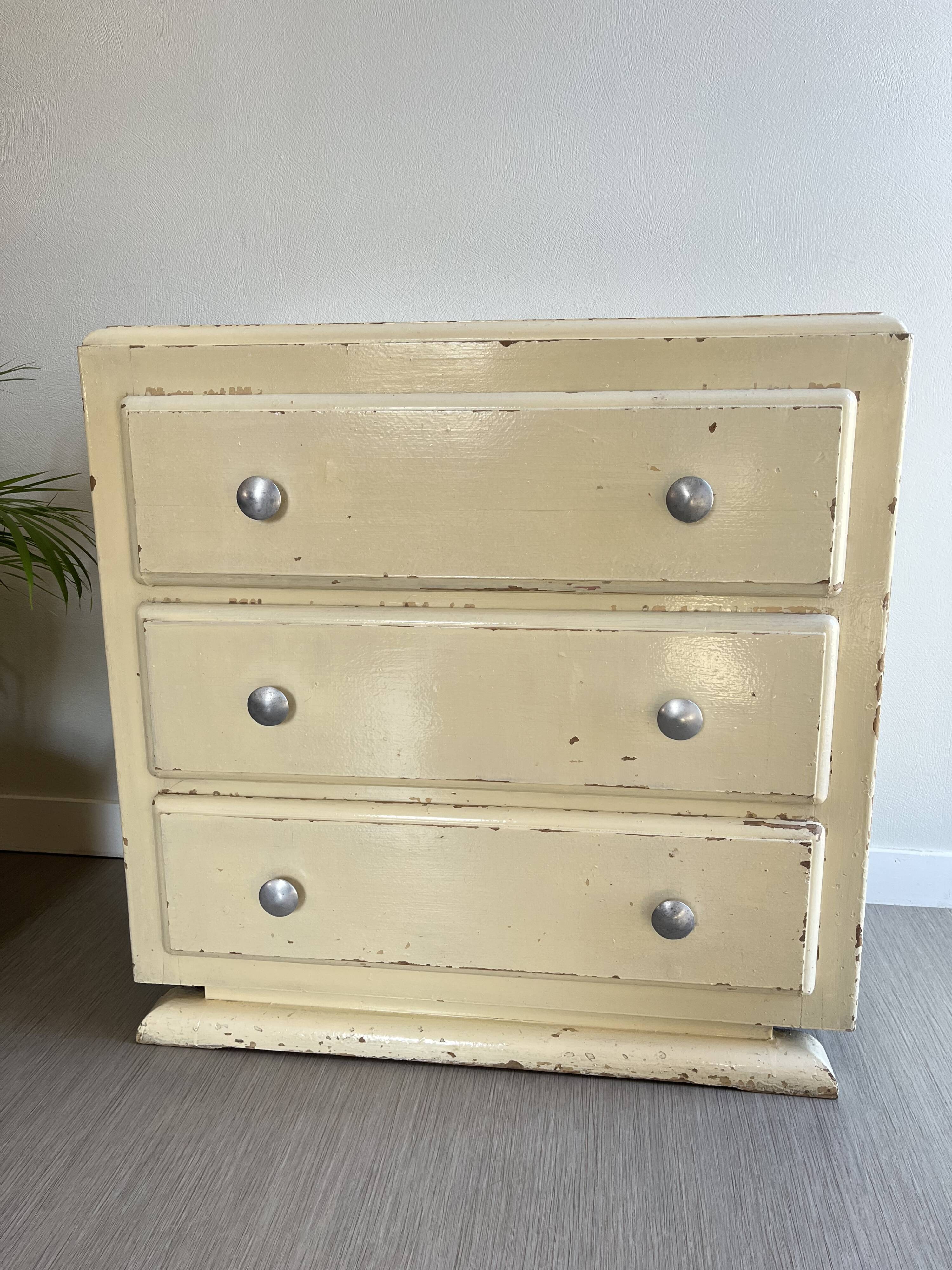 Vintage patinated wood chest of drawers
