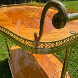 60s marquetry rolling bar trolley