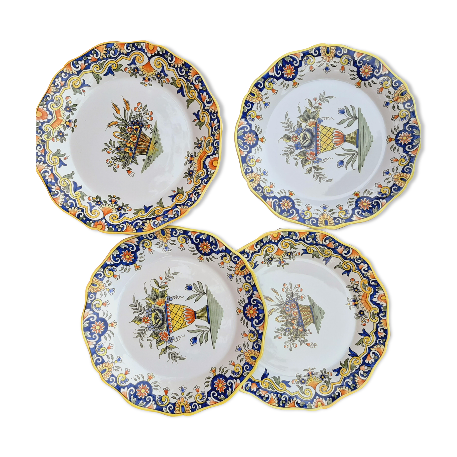 4 earthenware plates by Desvres Geo Martel