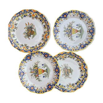 4 assiettes faïence de Desvres Geo Martel