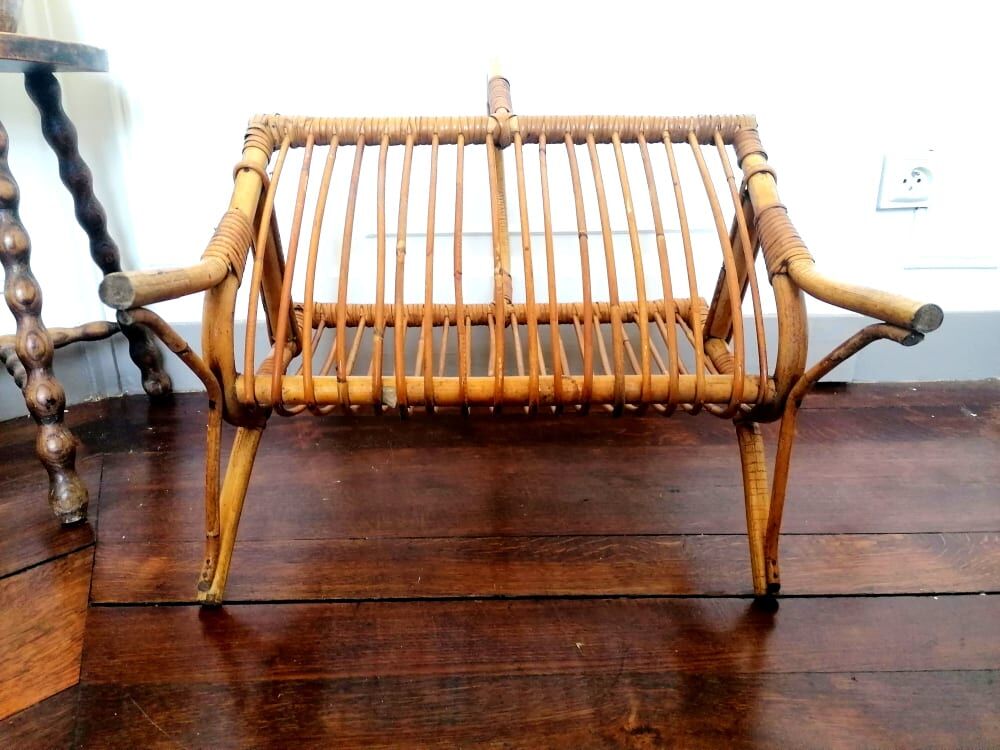 Rattan magazine rack 1960