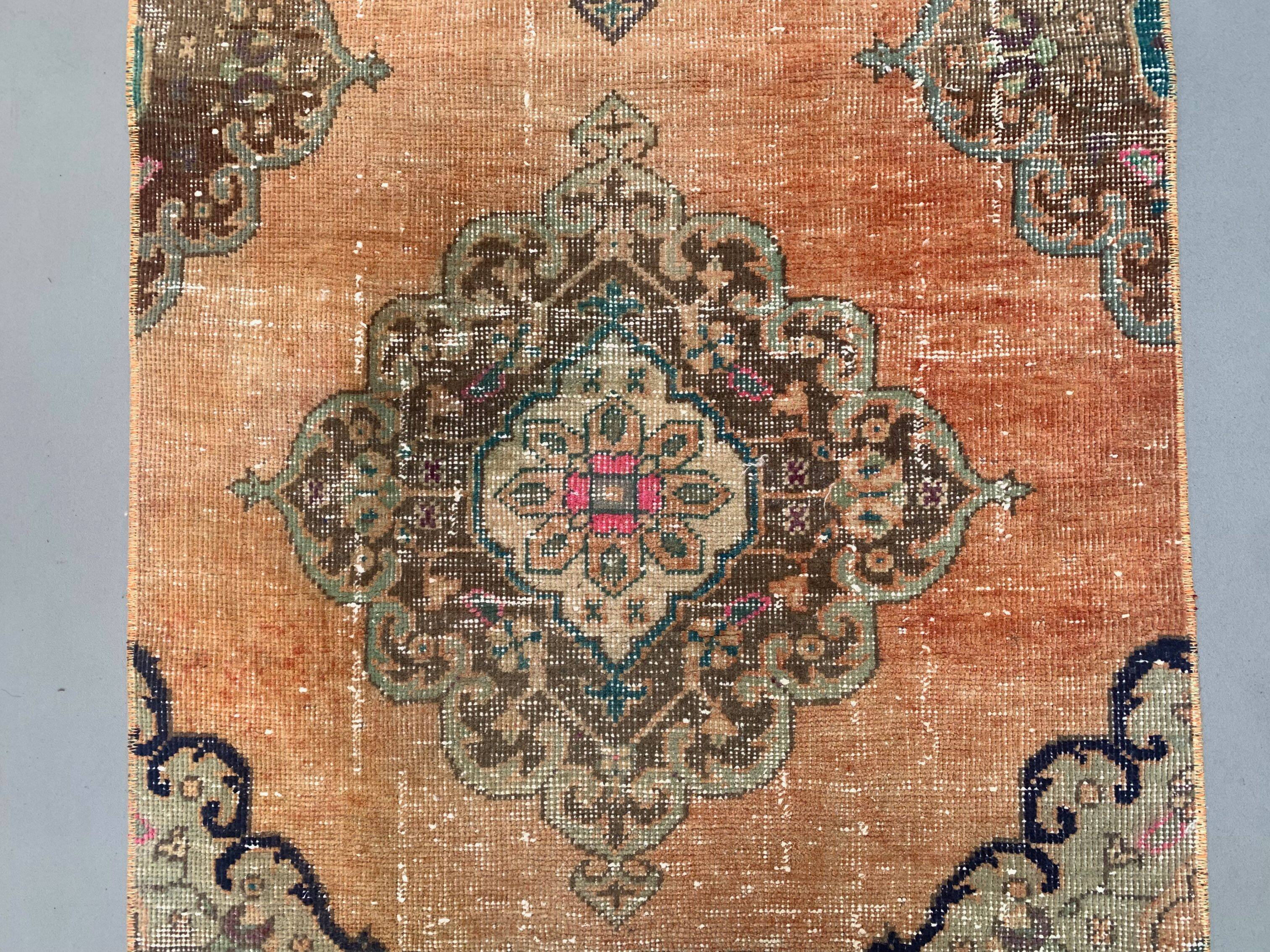 Distressed Turkish Runner 375x80 cm wool Vintage Tribal Rug