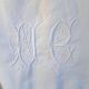 large sheet 2m25 x 3m, 19th-century Richelieu embroidery, monogrammed MG