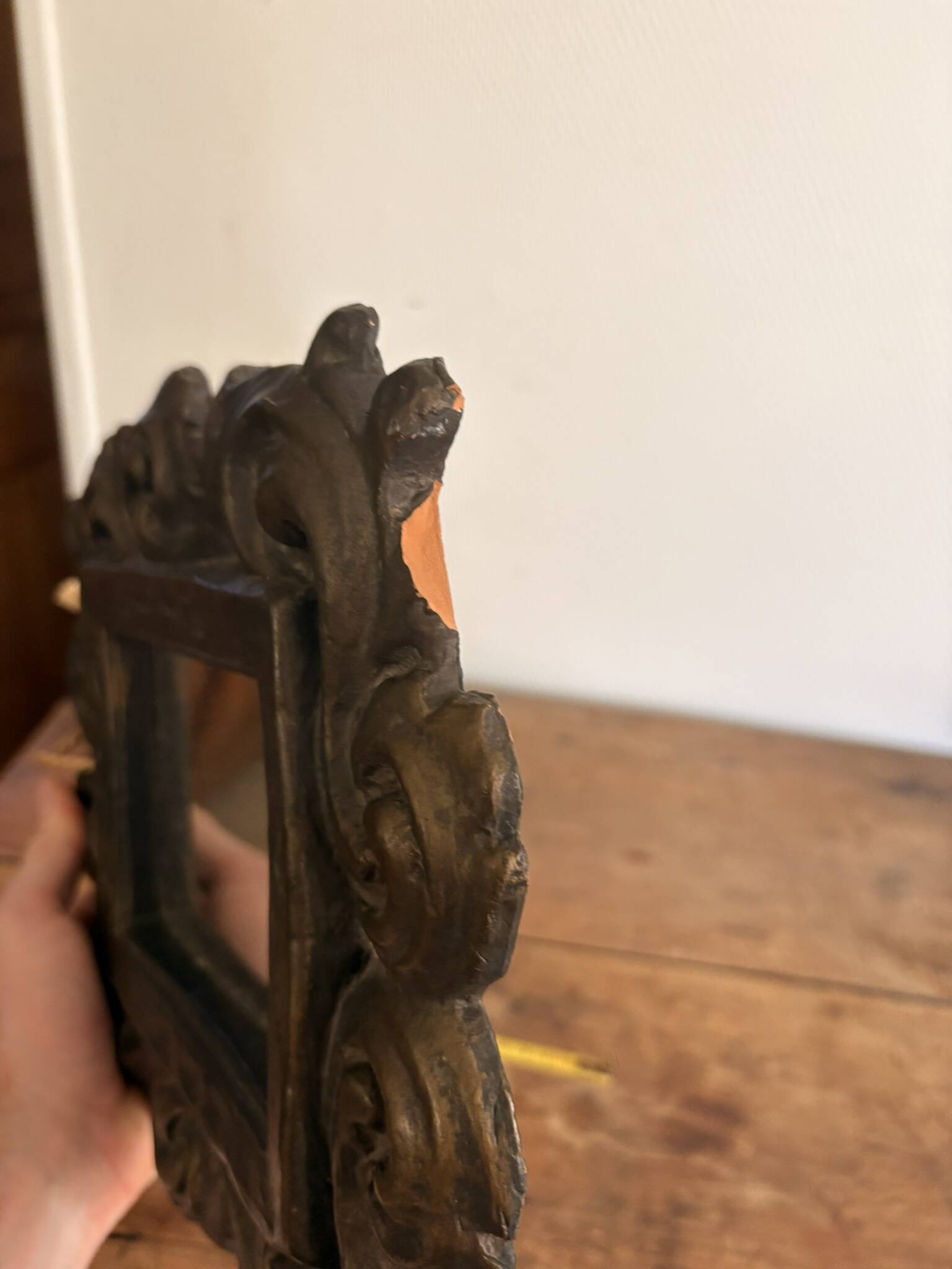 Mirror Frame Terracotta Bronze Patina Rocaille Scrolls Louis XV Style