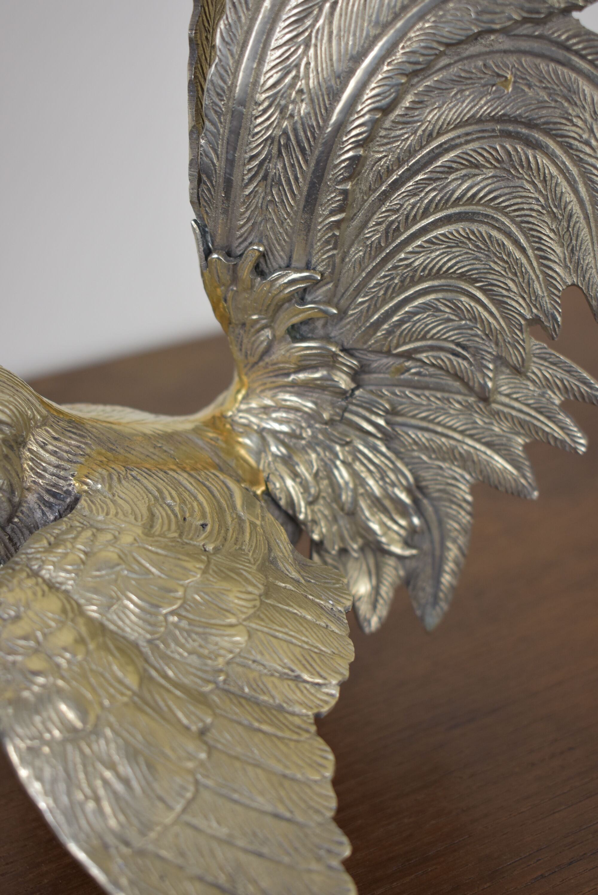 Pair of silver brass roosters