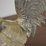 Pair of silver brass roosters