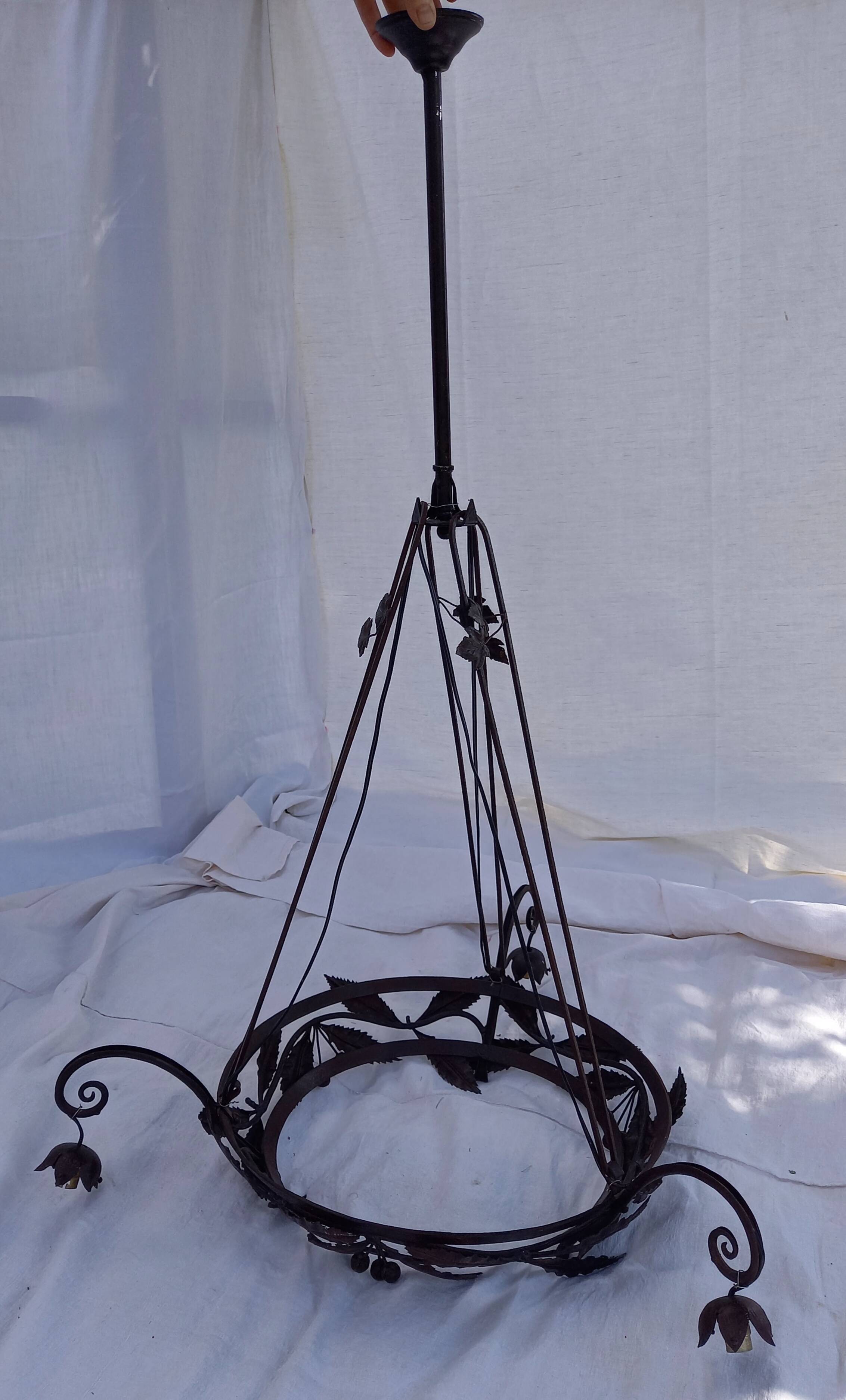 Wrought iron ceiling chandelier mount