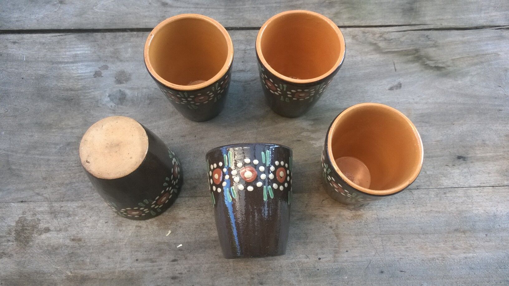 Alsace sandstone cups 1960, lot of 5