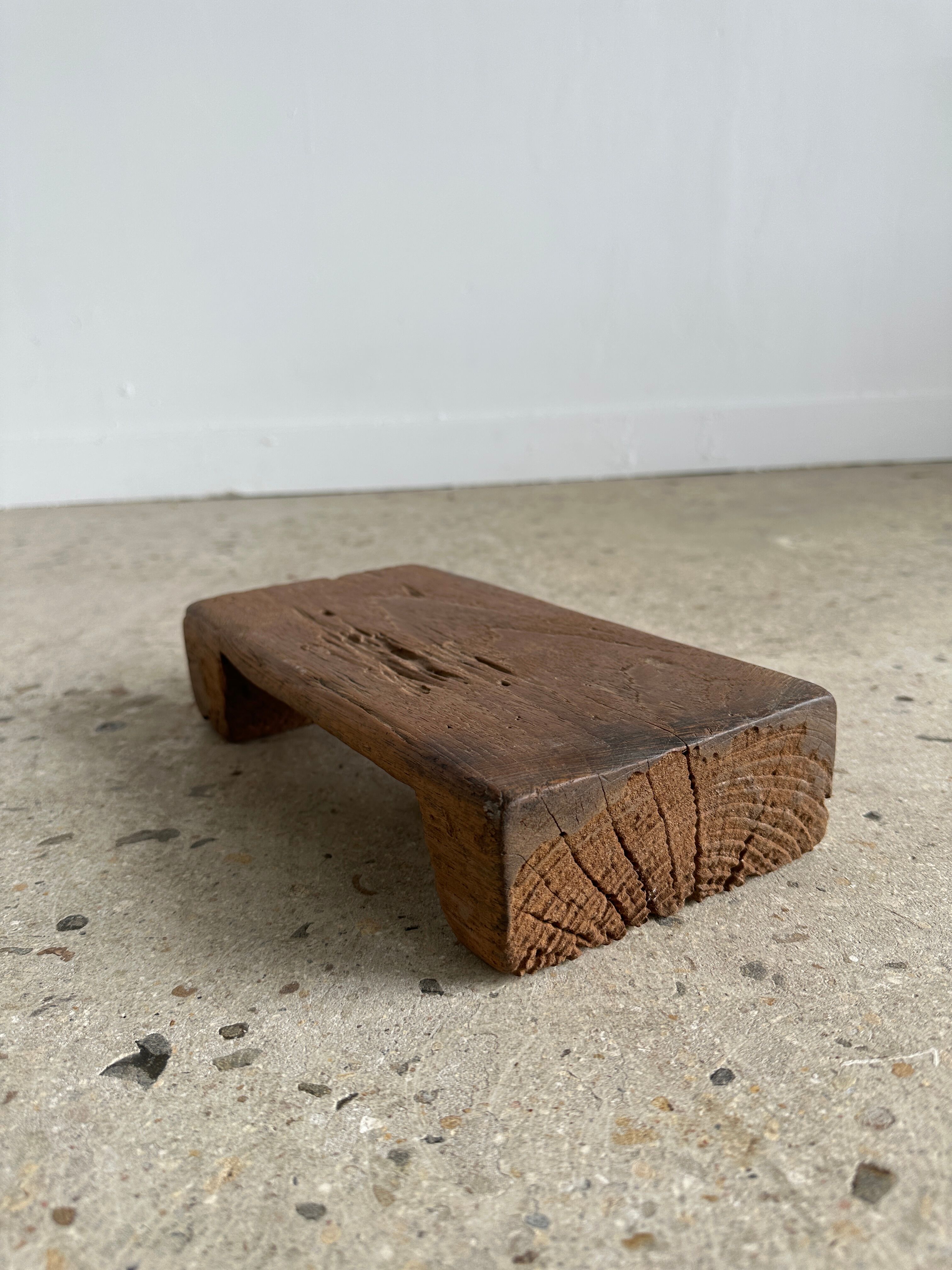 Mini Asian teak side stool blonde