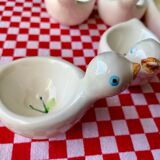 Dish and egg cups with chick designs