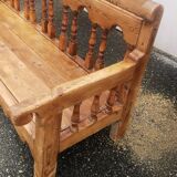 Folk art larch pine bench