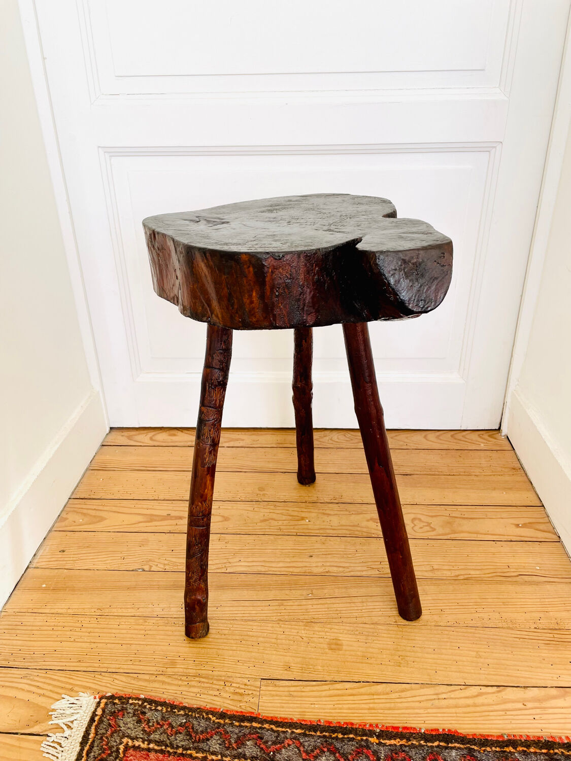 Rough wood tripod stool ethnic style