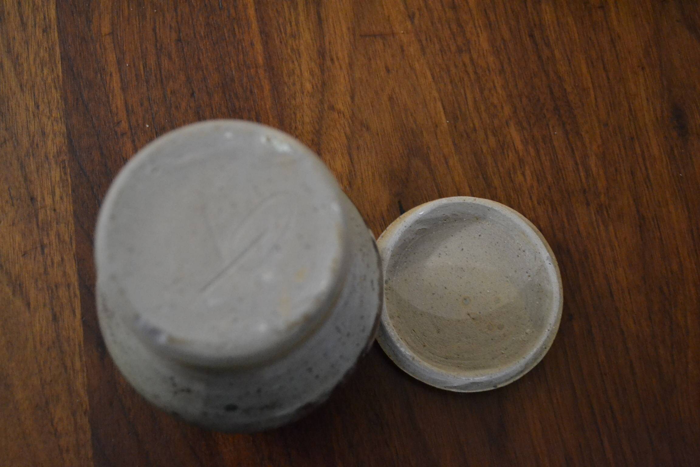 Stoneware candy dish signed