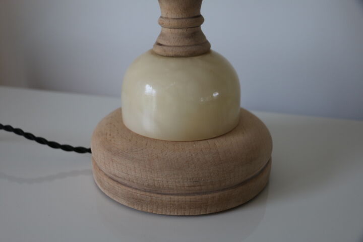 Marble and wood lamp base 400mm (without shade)