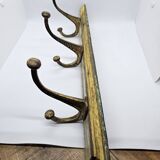 Solid teak coat hook with 3 double cast iron hooks