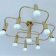 Large Space Age gilded ceiling light from Leola