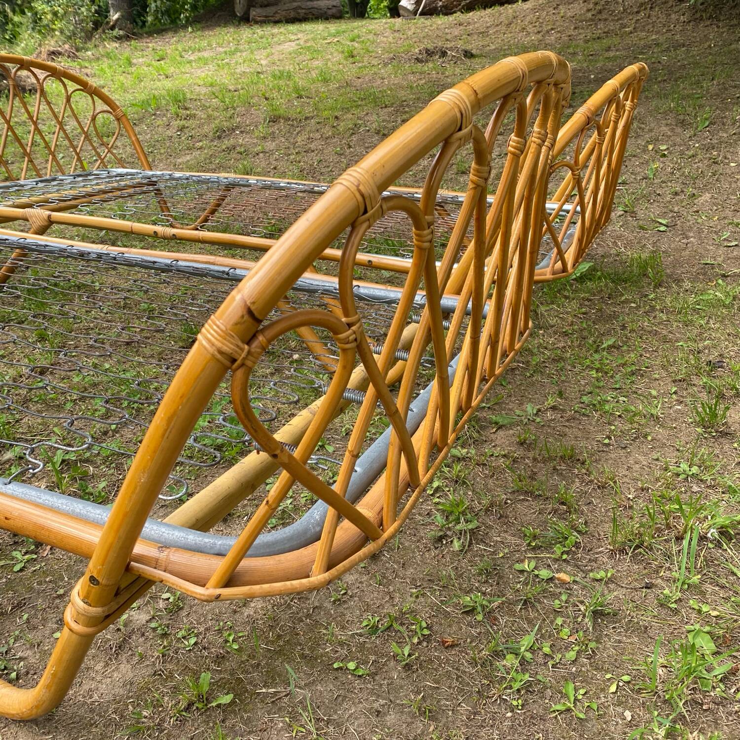 Pair of single rattan beds, 1960s