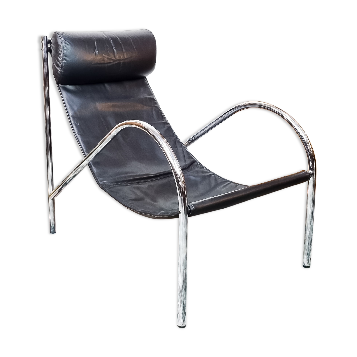 Armchair "OMEGA" 1985 in black leather