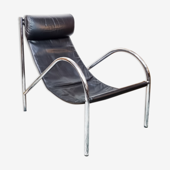 Fauteuil "omega" 1985 en cuir noir