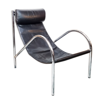 Armchair "OMEGA" 1985 in black leather