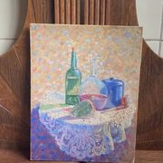 Old still life painting – small oil on mounted cardboard – 1970s/80s