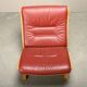 Pair Ingmar Relling Siesta Lounge Chairs in Beech and Burgundy Leather