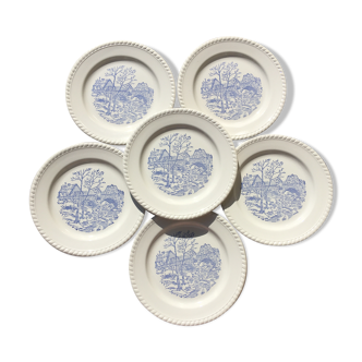 Blue landscape dessert plates