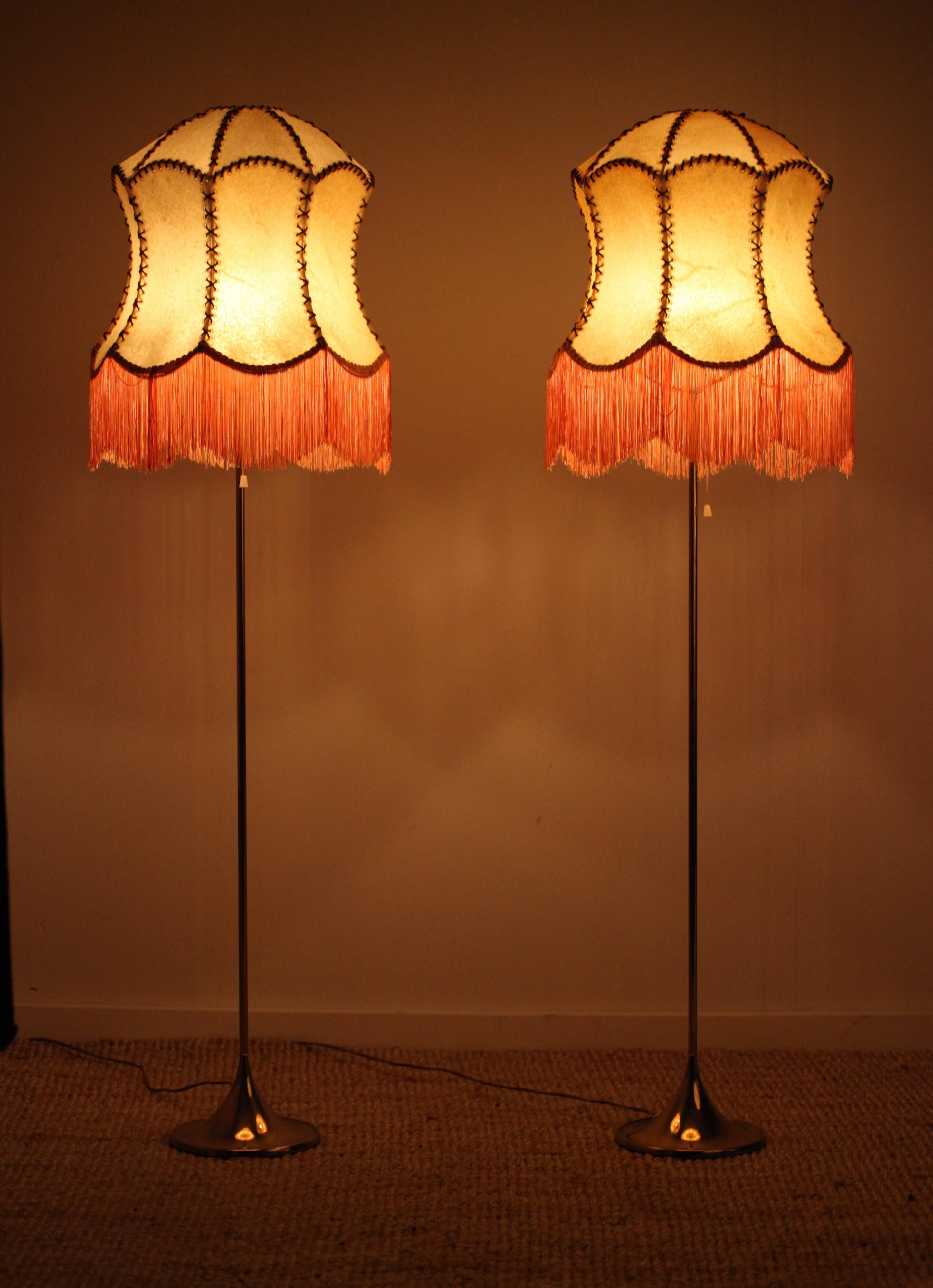 Pair of Bergboms floor lamps, G-024, brass, modern Scandinavian / mid-century style.