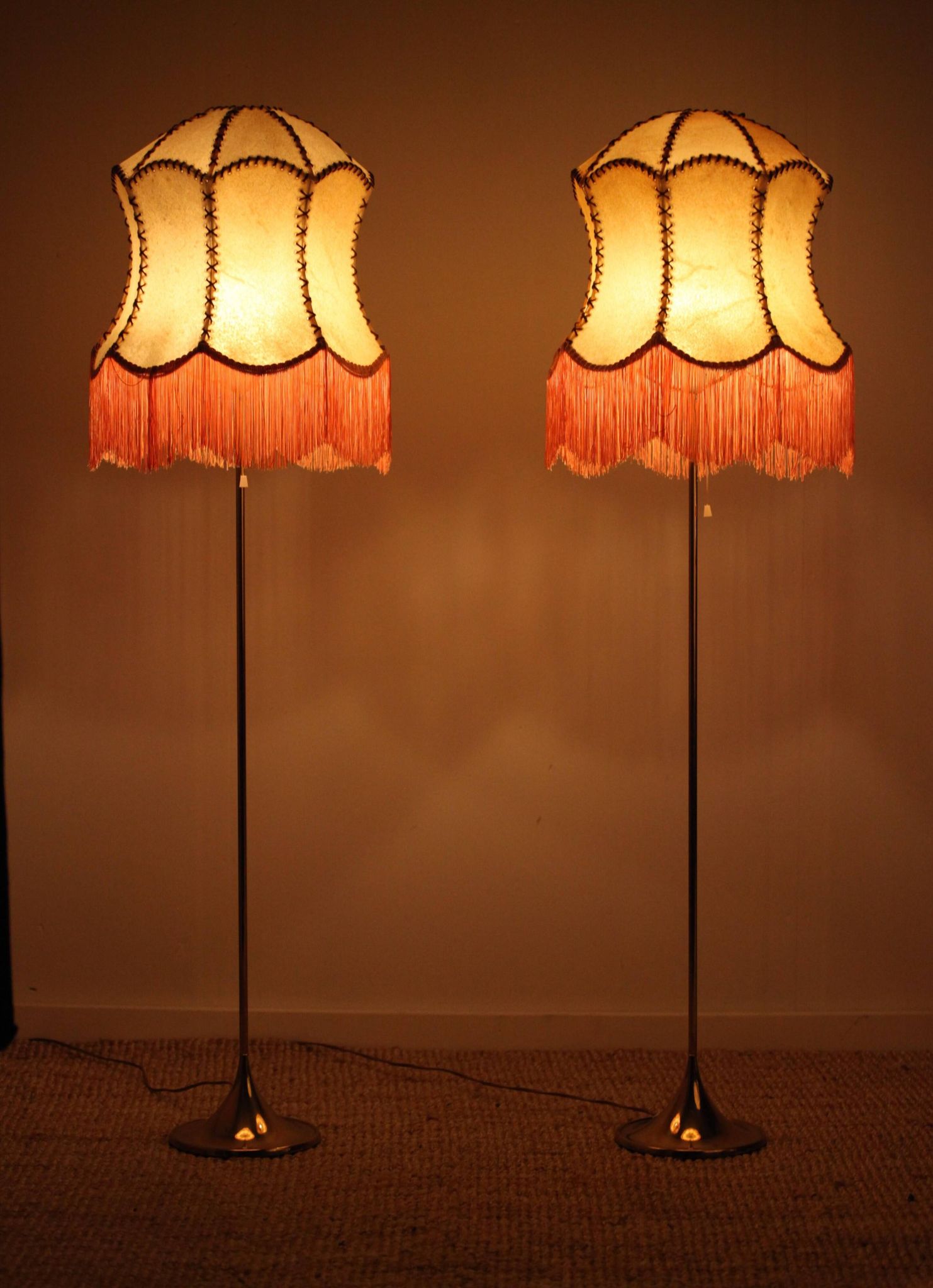 Pair of Bergboms floor lamps, G-024, brass, modern Scandinavian / mid-century style.