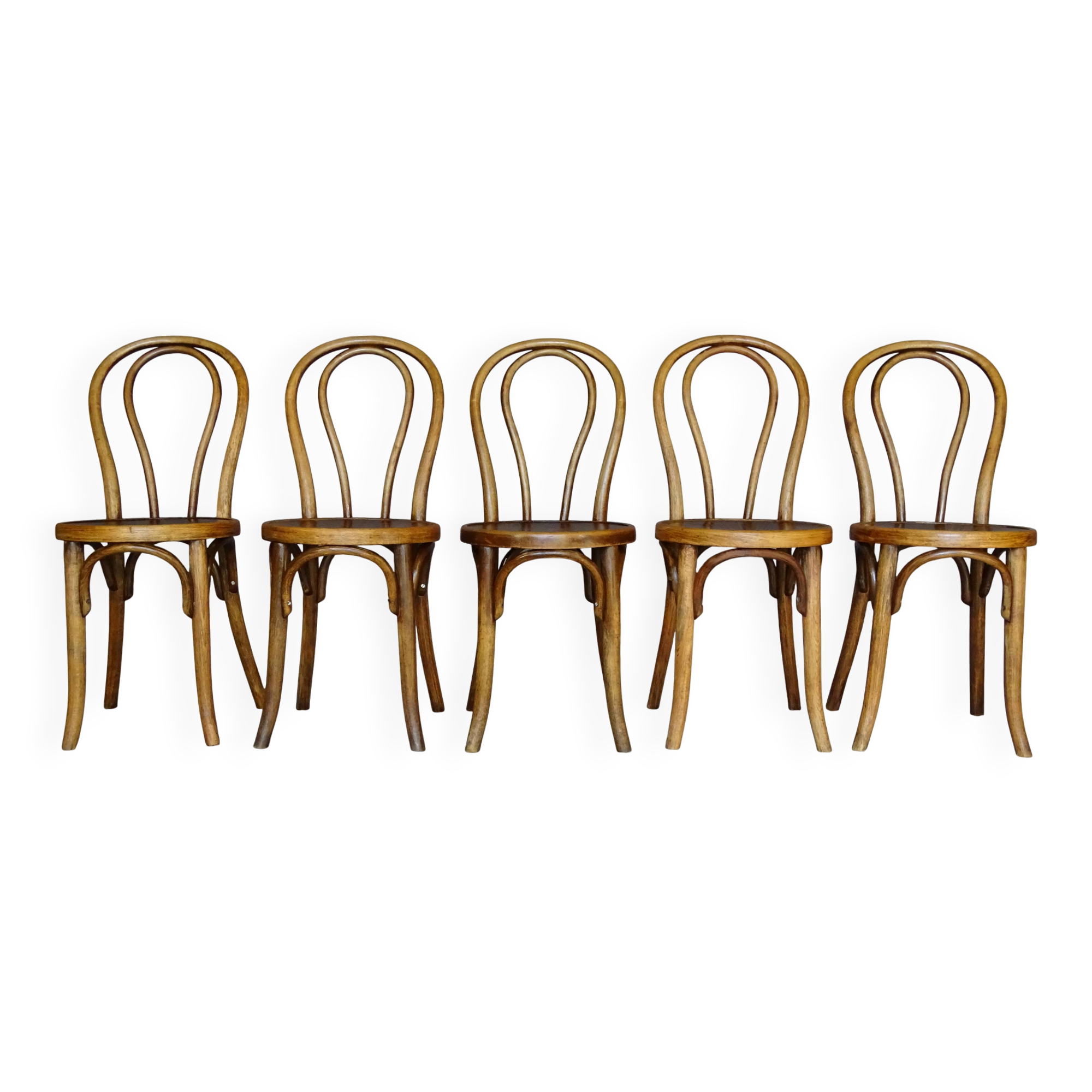 Set de 5 chaises N° 18 1/2 par Thonet, trés bistrot - 1930
