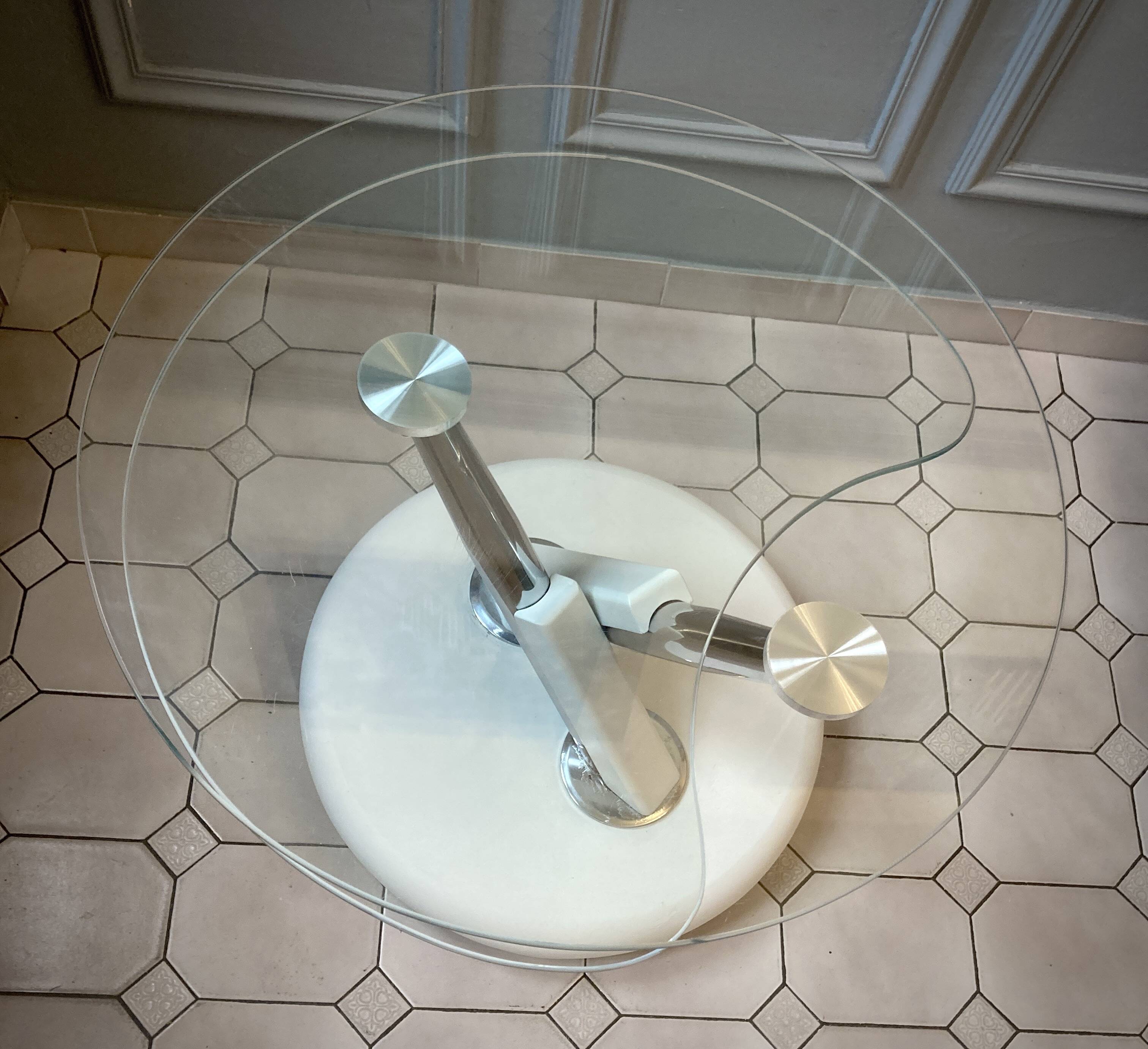 Vintage glass and chrome coffee table