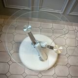 Vintage glass and chrome coffee table