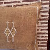 Handmade Moroccan silk cushion cover, cactus pattern